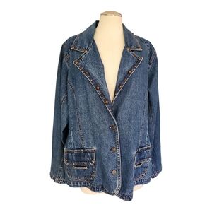 VTG Glee Studded Denim Jacket Women’s XL Button-Up Pockets Y2K Western Style